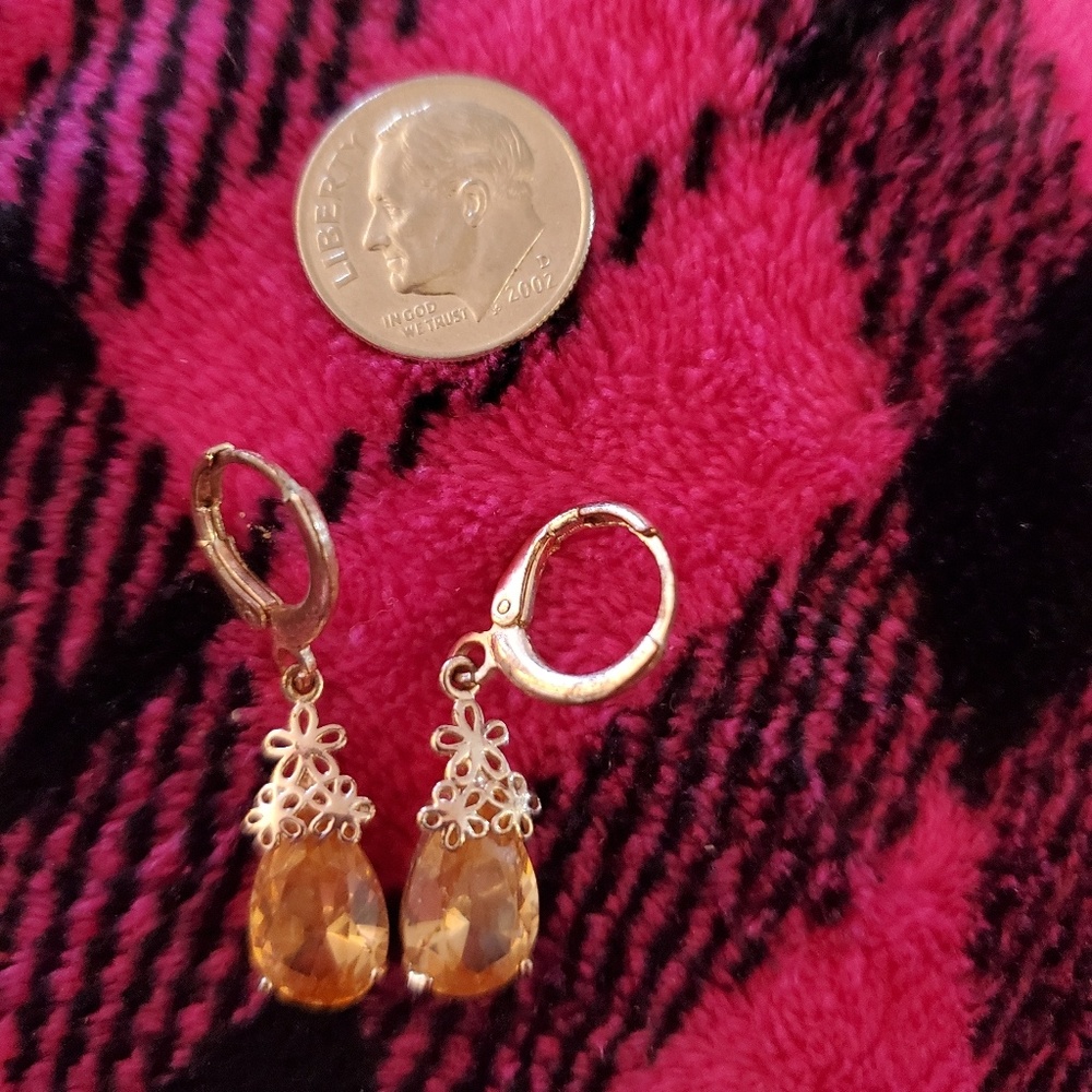 NWOT Rose Gold colored and Citrine earrings